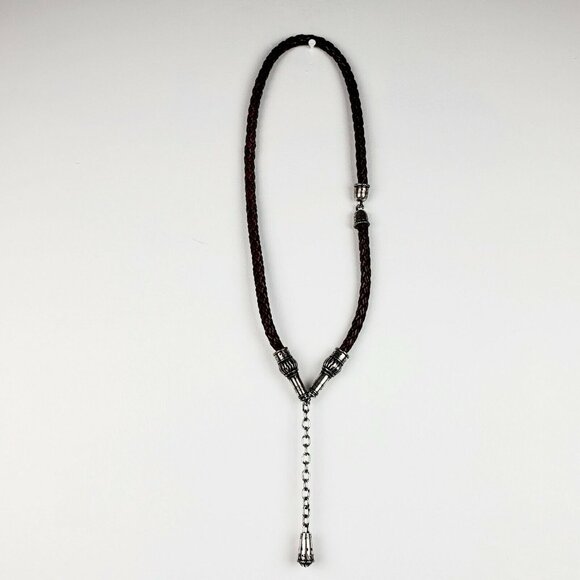 Vintage 80's Women's Braided Weave Cord Belt w/ Silver Hardware 30" EVC - Picture 2 of 6